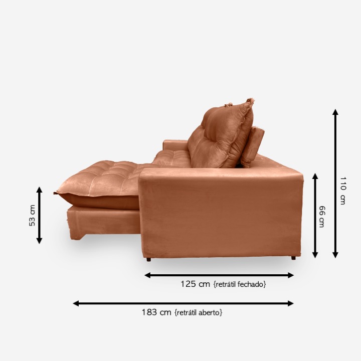 Sofá PALERMO 3 Lugares 2,10 metros Veludo - 20 Terracota