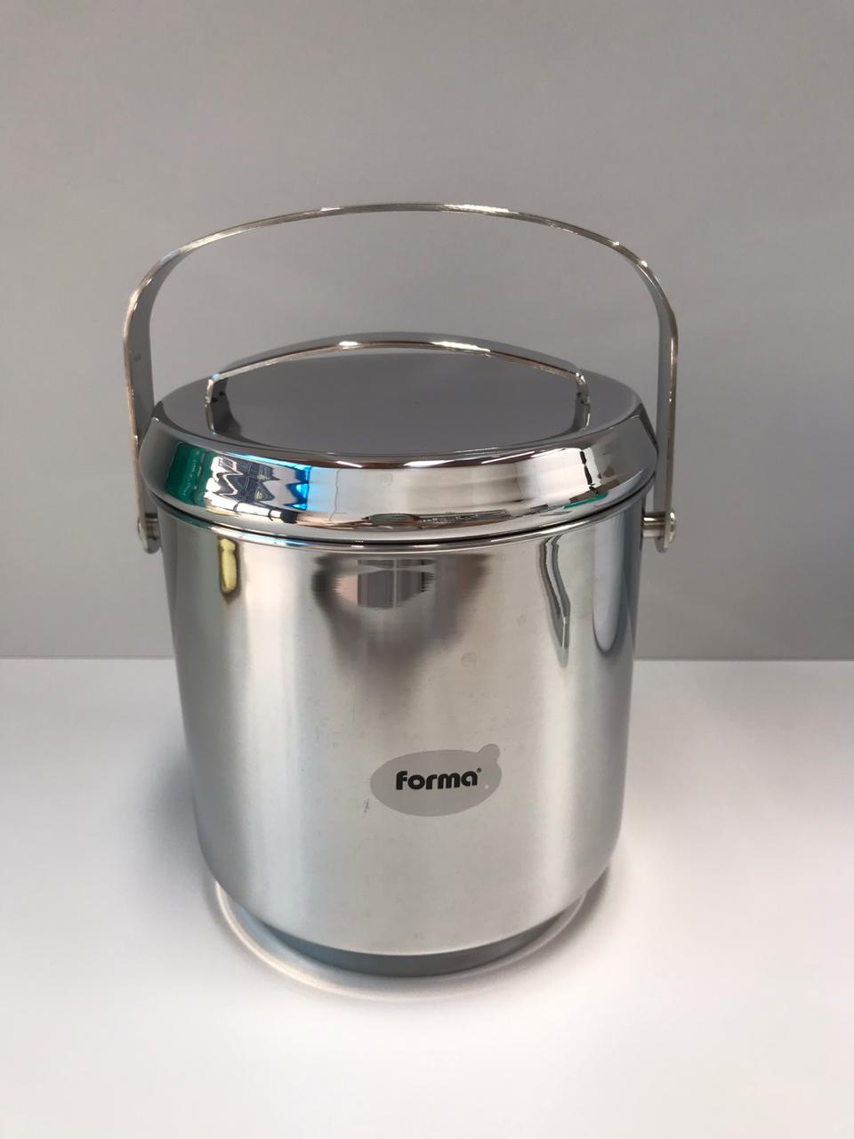 Balde de gelo Inox com tampa pinça e container removivel 2,3L Forma 807909 