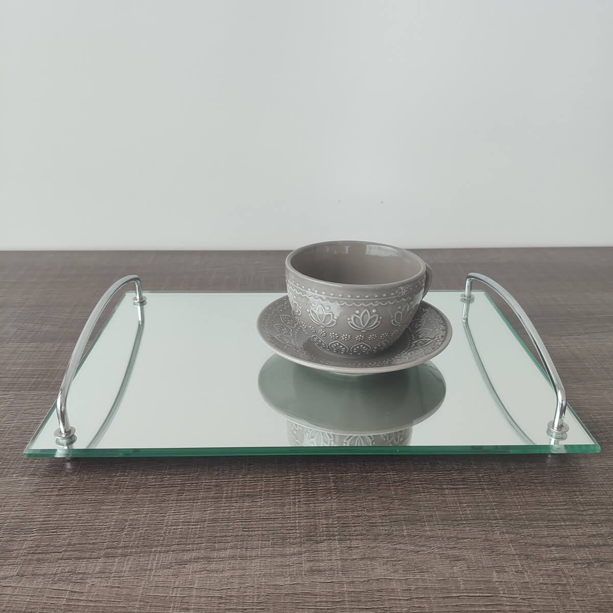 Bandeja Espelhada Para Sala Aço Inox Andrea 35x25cm Retangular De Servir