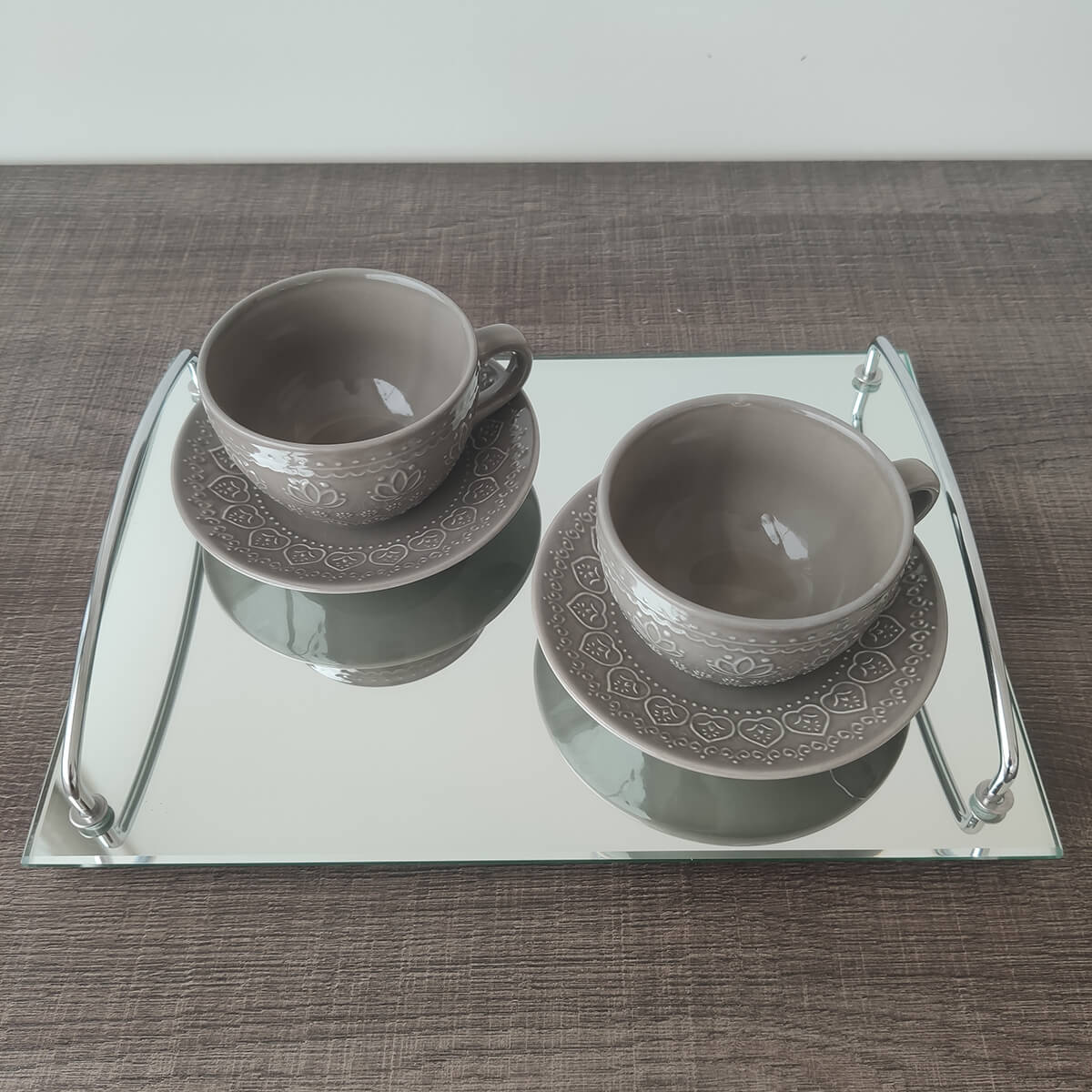 Bandeja Espelhada Para Sala Aço Inox Andrea 35x25cm Retangular De Servir