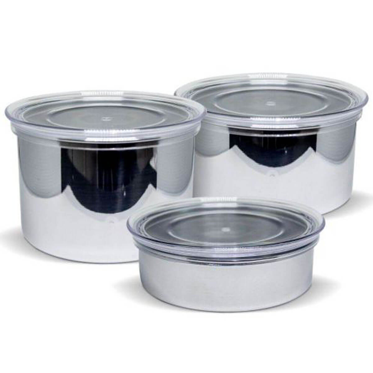 Conjunto 3 Potes Herméticos Redondos Aço Inox Com Tampa Vision Forma