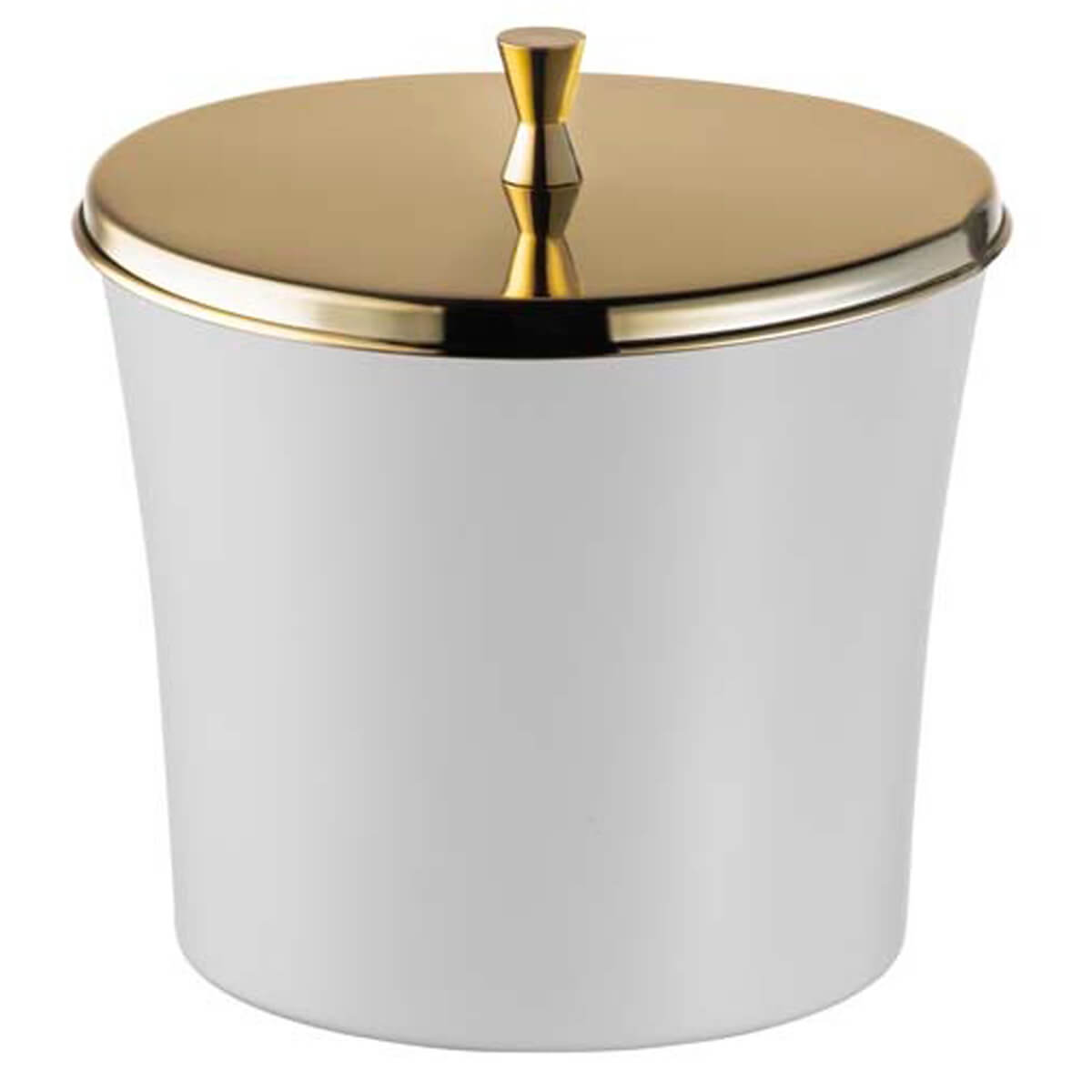 Lixeira Pequena com Aro para  Pia de Cozinha Branca e Dourada 3L Forma Inox