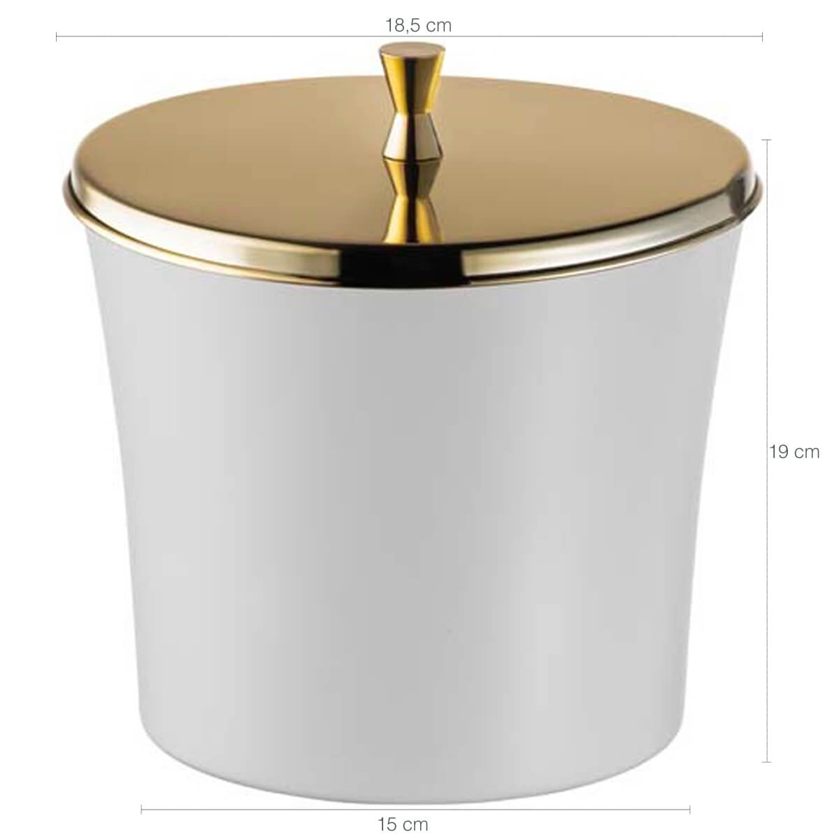 Lixeira Pequena com Aro para  Pia de Cozinha Branca e Dourada 3L Forma Inox