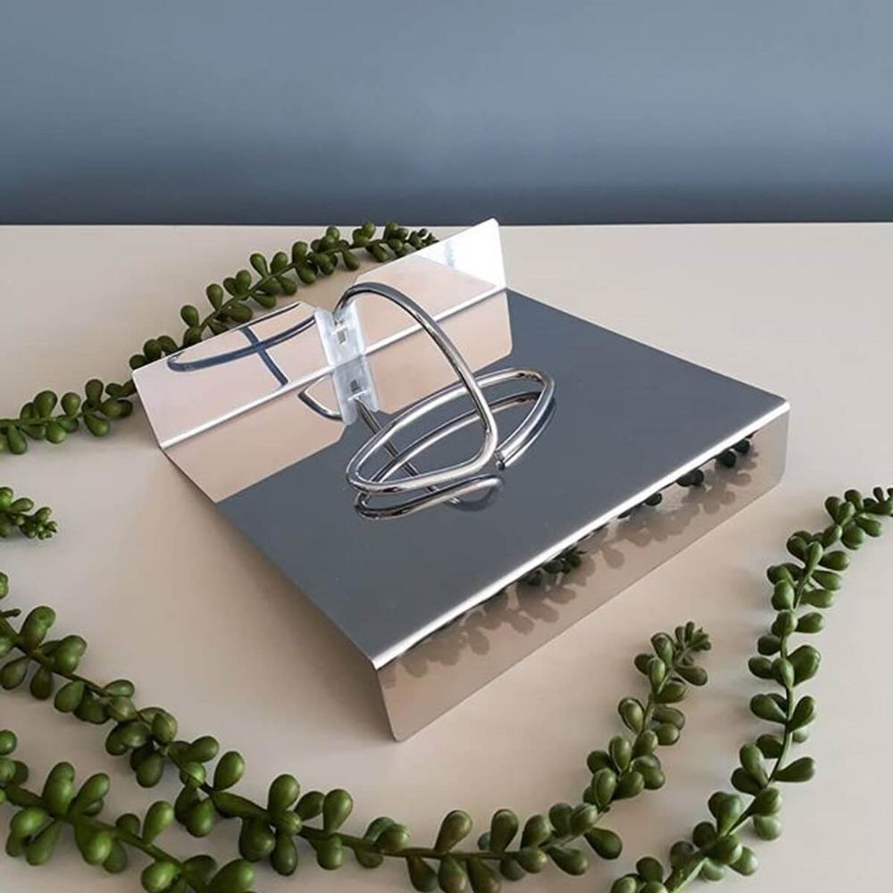 Kit 3 Porta Guardanapos de Papel 11x11cm Aço Inox Suporte Mesa Posta