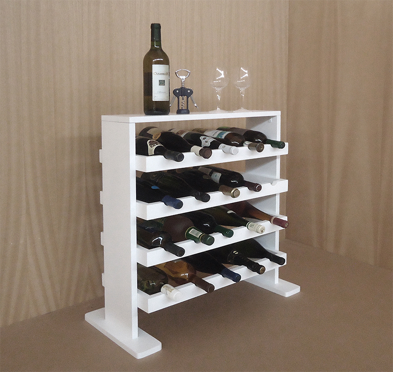 Adega Decorativa Piso Prateleira para Vinhos e Bebidas 20 garrafas - Branco Laca