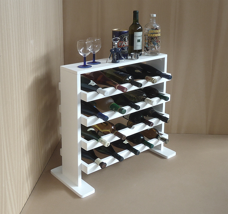 Adega Decorativa Piso Prateleira para Vinhos e Bebidas 20 garrafas - Branco Laca