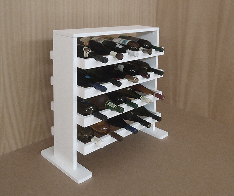 Adega Decorativa Piso Prateleira para Vinhos e Bebidas 20 garrafas - Branco Laca