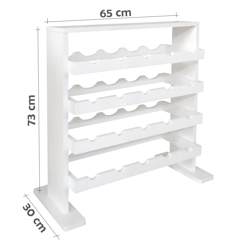 Adega Decorativa Piso Prateleira para Vinhos e Bebidas 20 garrafas - Branco Laca
