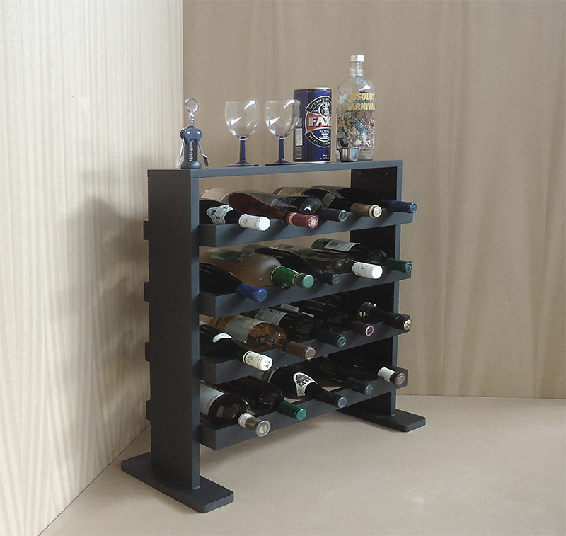 Adega Decorativa Piso Prateleira para Vinhos e Bebidas 20 garrafas - Preto Laca