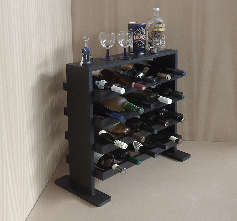 Adega Decorativa Piso Prateleira para Vinhos e Bebidas 20 garrafas - Preto Laca