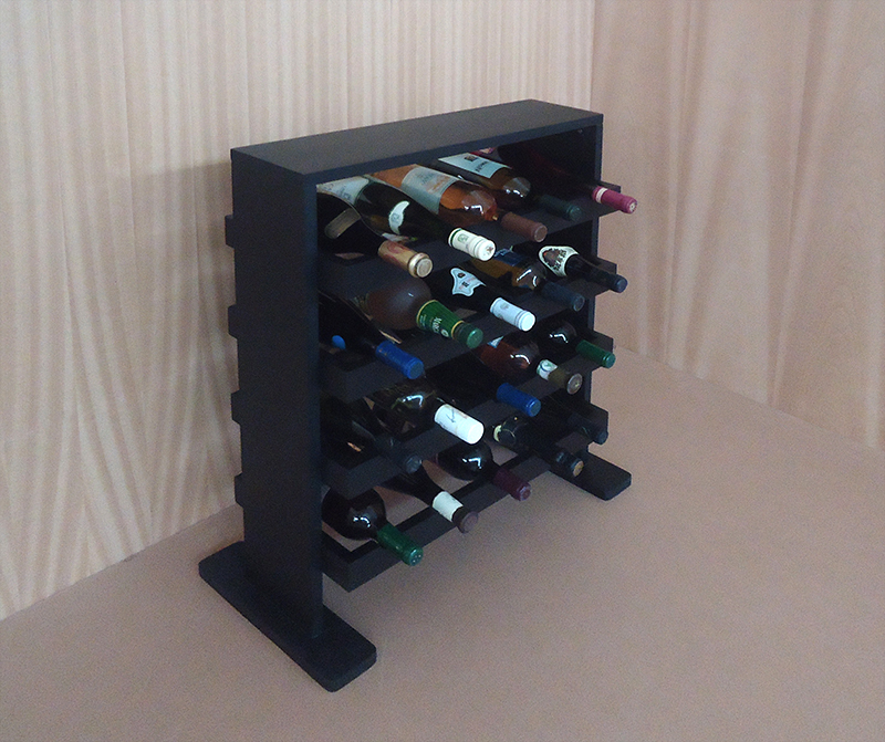 Adega Decorativa Piso Prateleira para Vinhos e Bebidas 20 garrafas - Preto Laca