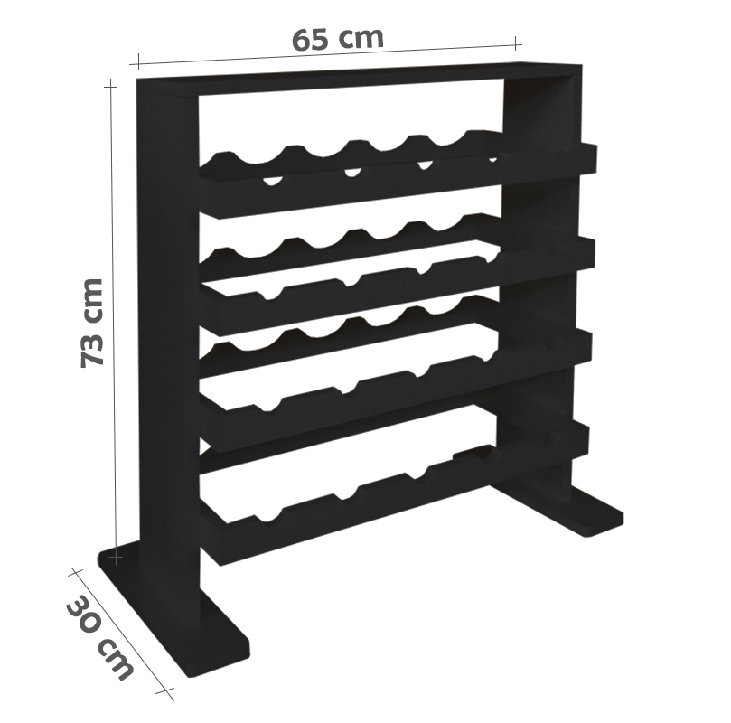 Adega Decorativa Piso Prateleira para Vinhos e Bebidas 20 garrafas - Preto Laca
