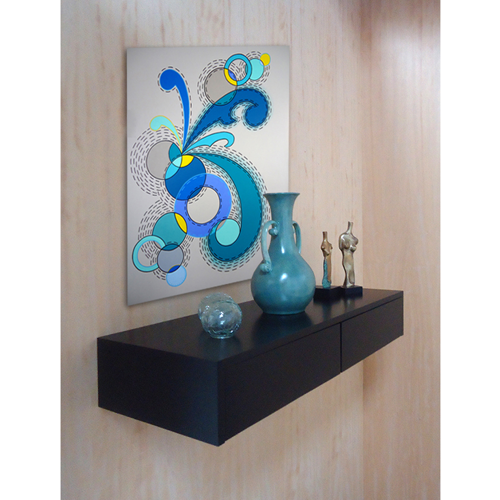 Aparador Penteadeira Console Suspenso Preto Laca