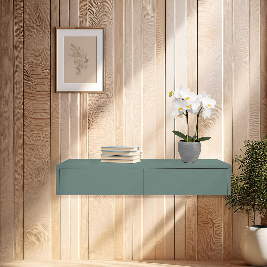 Aparador Penteadeira Console Suspenso Verde Laca