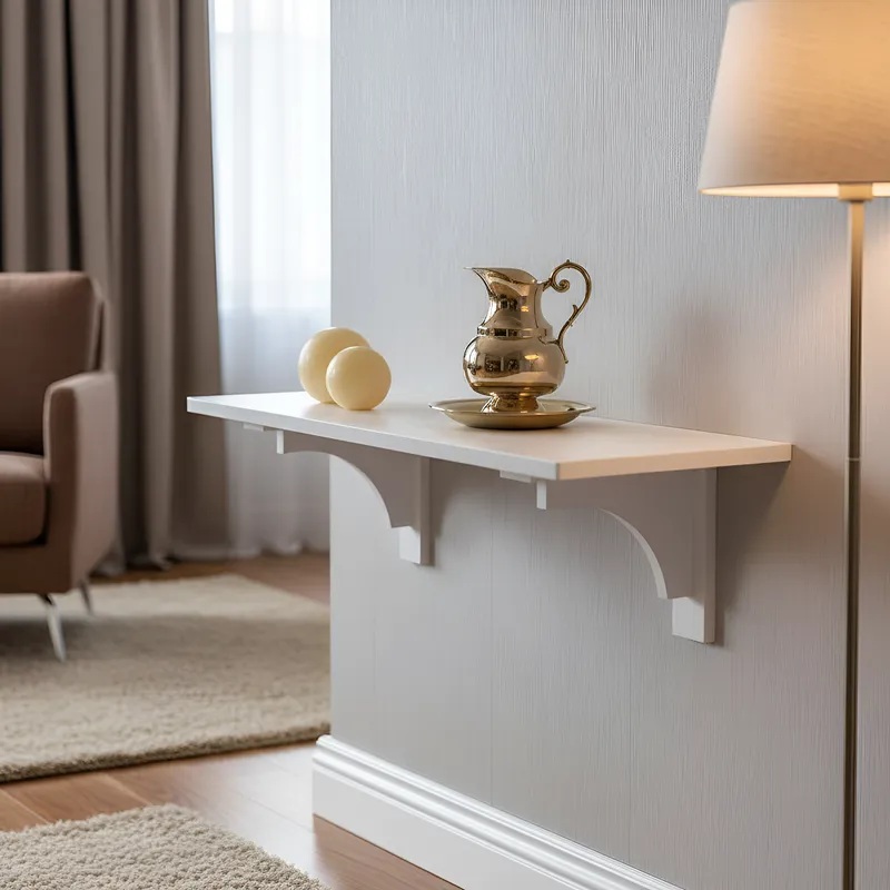 Aparador Prateleira Suporte Suspenso de Parede com Cantoneira Mão Francesa Branco Laca