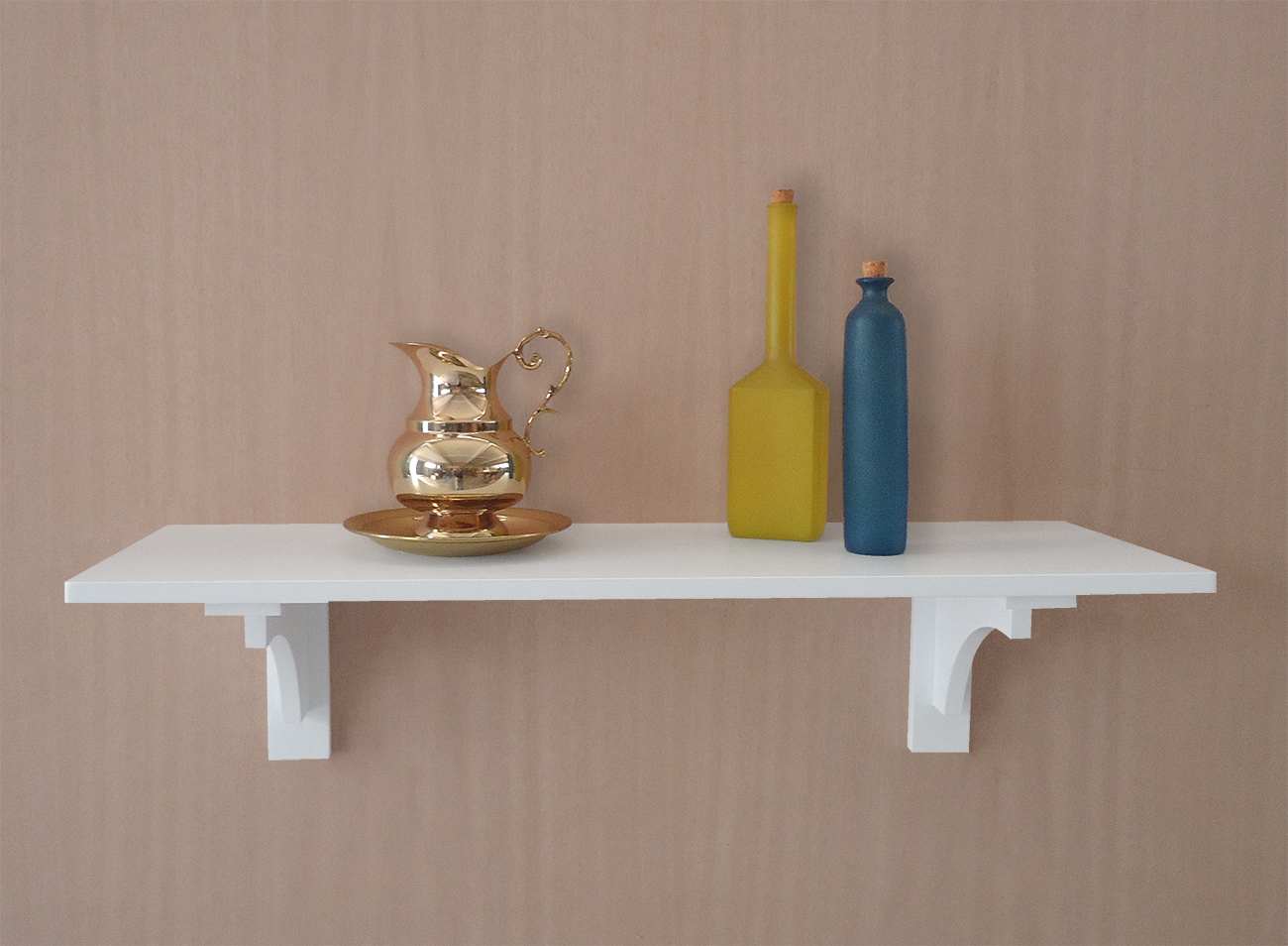 Aparador Prateleira Suporte Suspenso de Parede com Cantoneira Mão Francesa Branco Laca