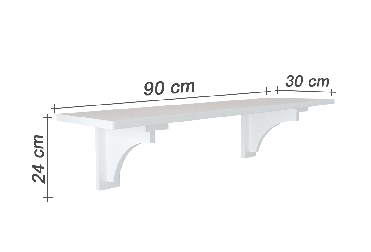 Aparador Prateleira Suporte Suspenso de Parede com Cantoneira Mão Francesa Branco Laca