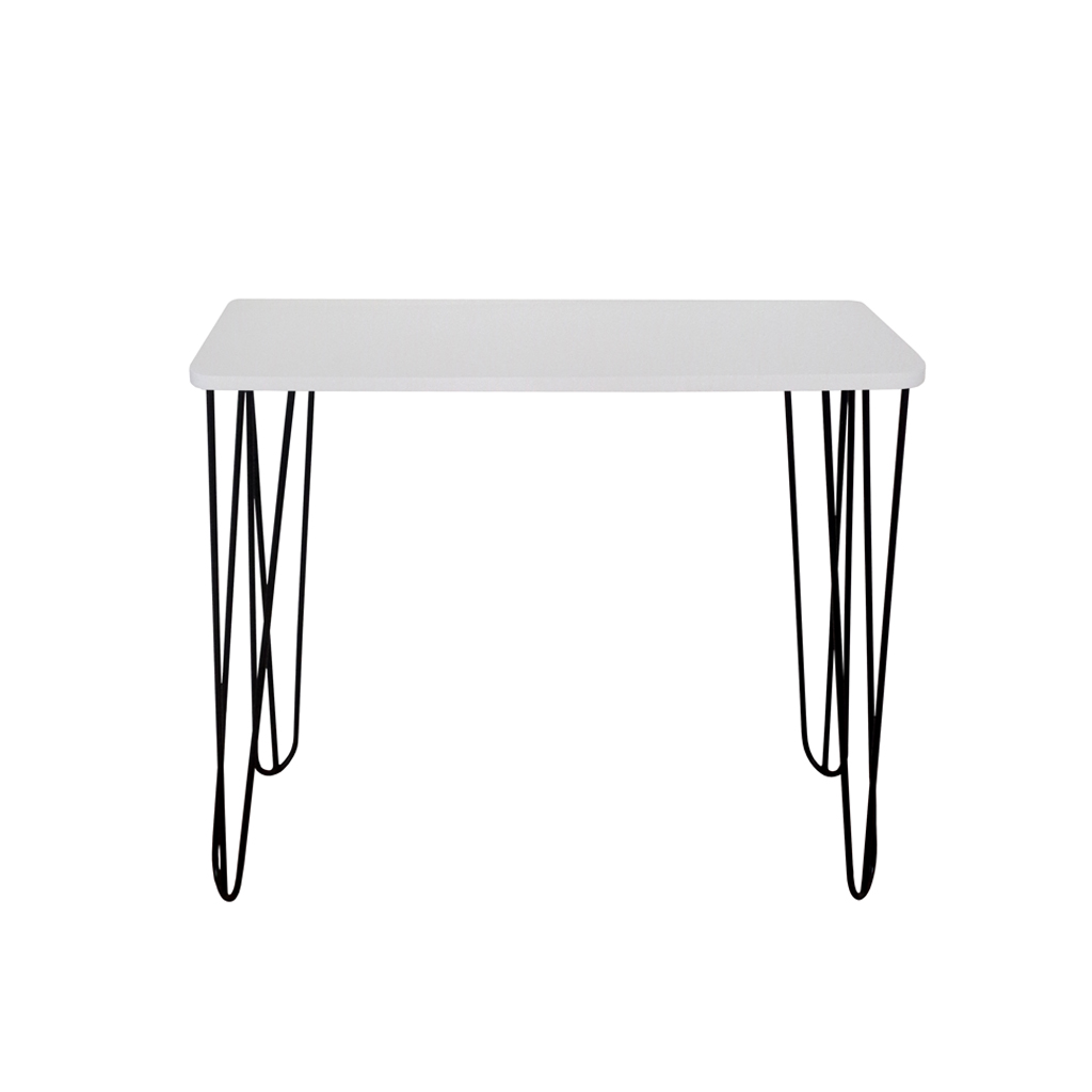 Aparador Tampo Console Pés Hairpin Legs Estilo Industrial Branco Laca