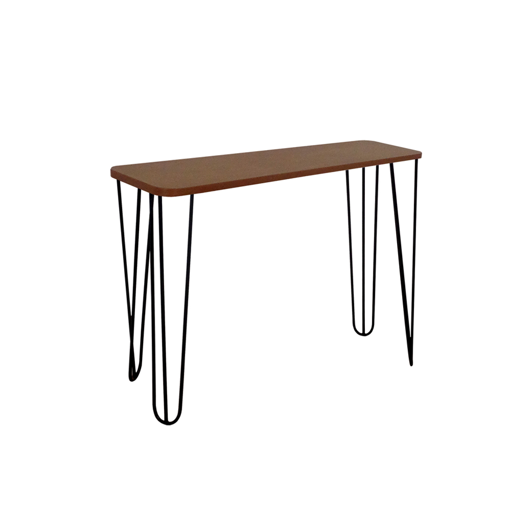 Aparador Tampo Console Pés Hairpin Legs Estilo Industrial Madeira Natural