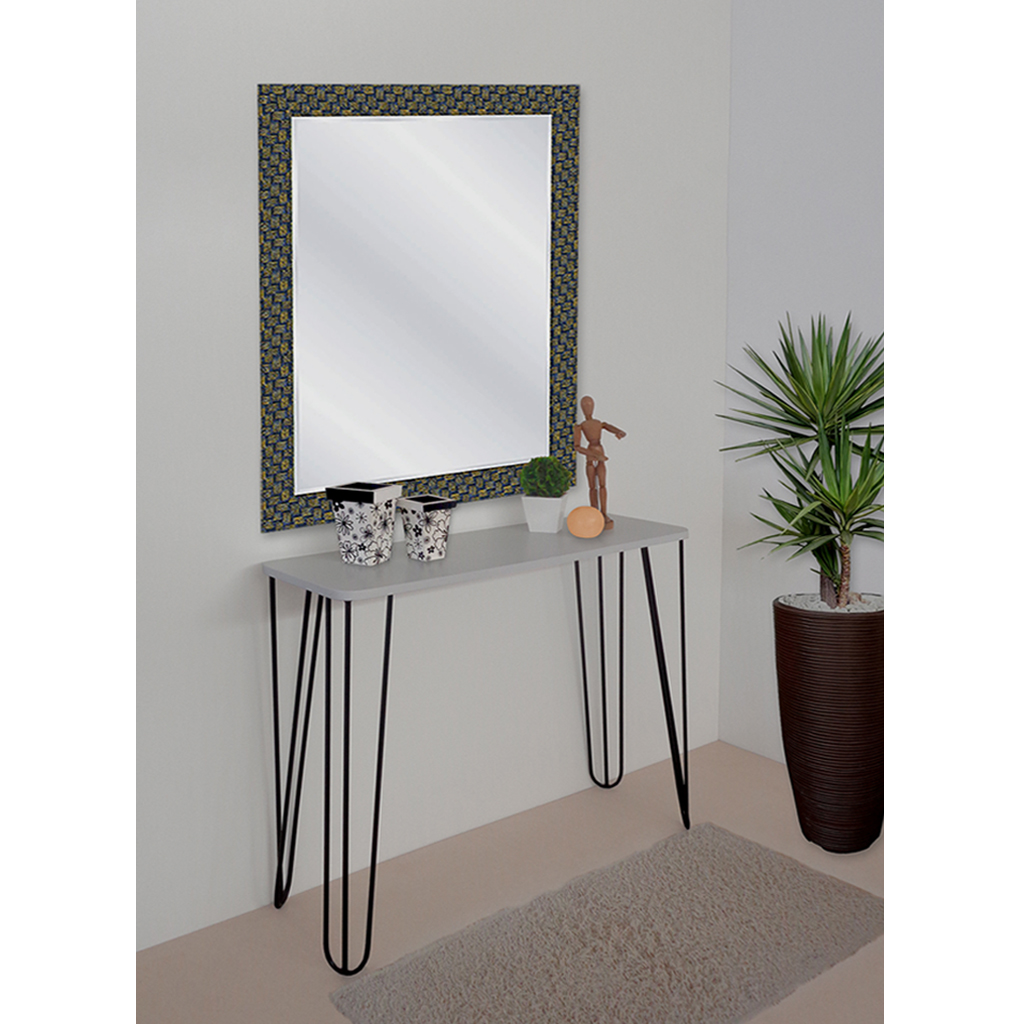 Aparador Tampo Console Pés Hairpin Legs Estilo Industrial Off White Laca