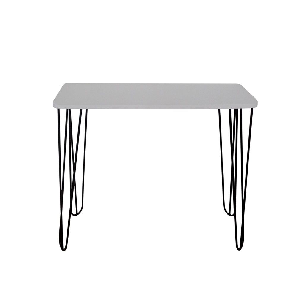Aparador Tampo Console Pés Hairpin Legs Estilo Industrial Off White Laca