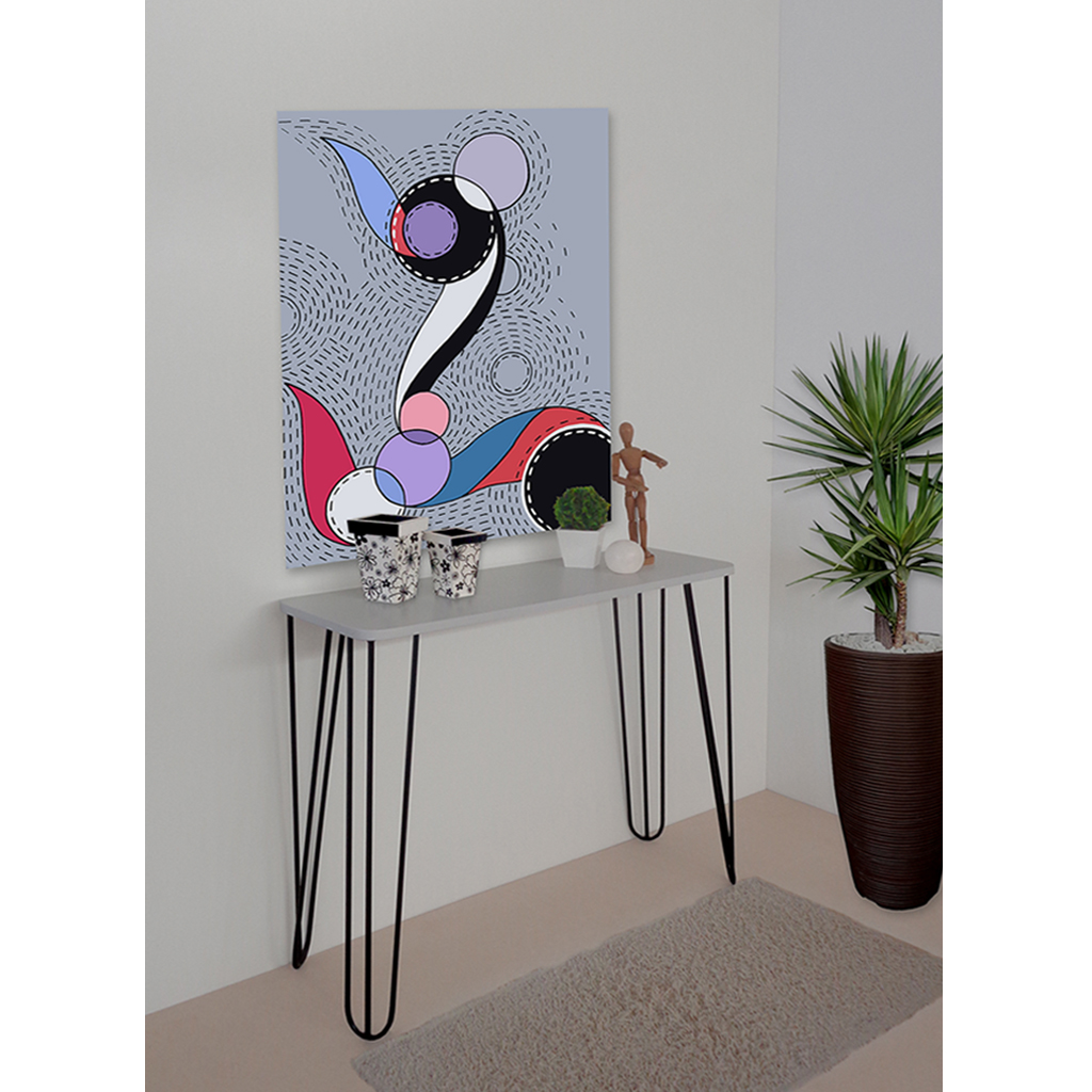 Aparador Tampo Console Pés Hairpin Legs Estilo Industrial Off White Laca