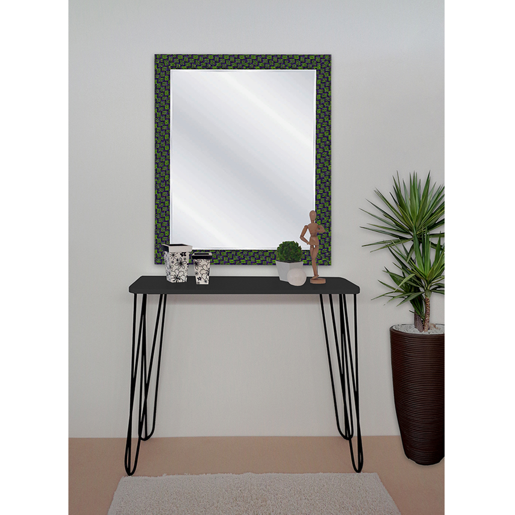 Aparador Tampo Console Pés Hairpin Legs Estilo Industrial Preto Laca