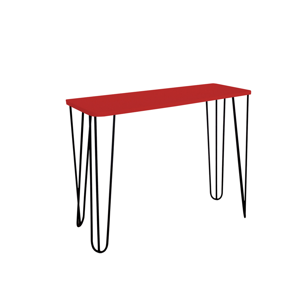 Aparador Tampo Console Pés Hairpin Legs Estilo Industrial Vermelho Laca