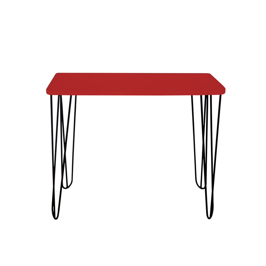 Aparador Tampo Console Pés Hairpin Legs Estilo Industrial Vermelho Laca