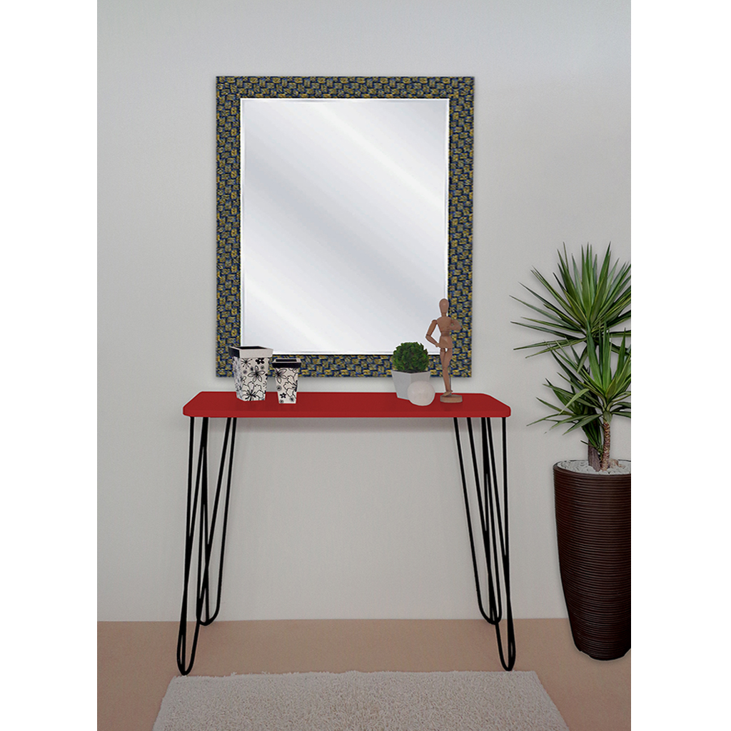 Aparador Tampo Console Pés Hairpin Legs Estilo Industrial Vermelho Laca