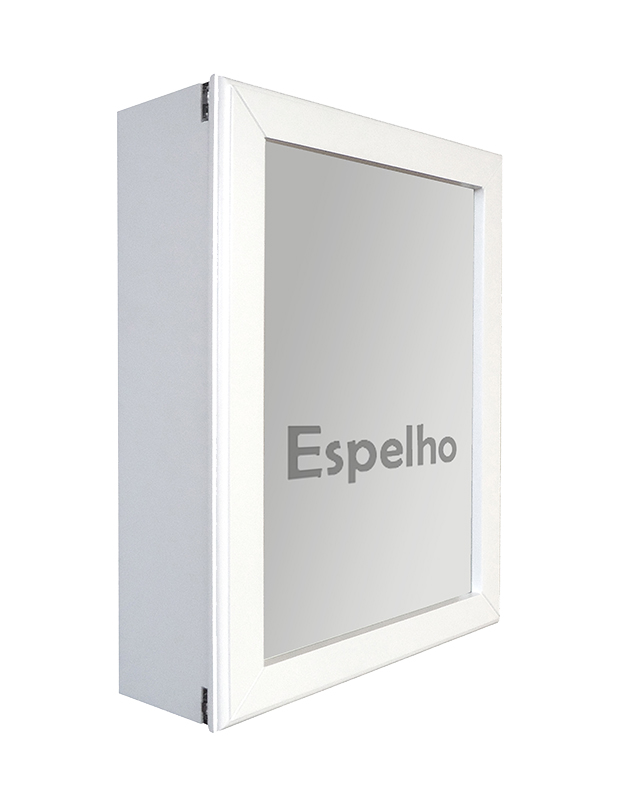 Armário Aéreo para Banheiro com Espelho Espelheira Branco Laca