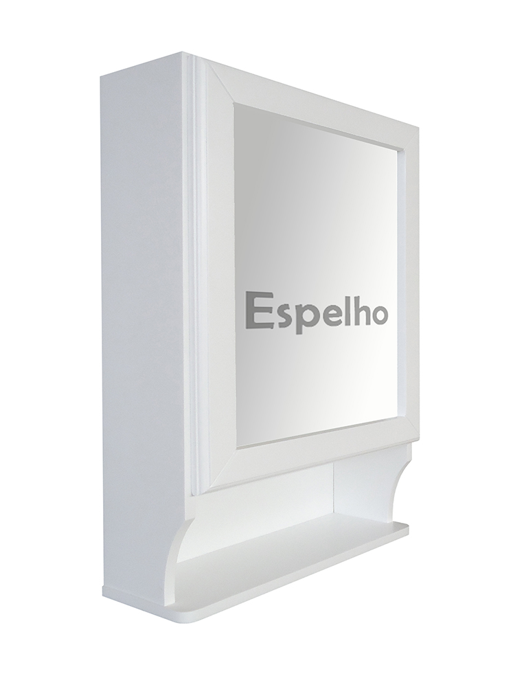 Armário Aéreo para Banheiro com Espelho Retrô Espelheira Branco Laca