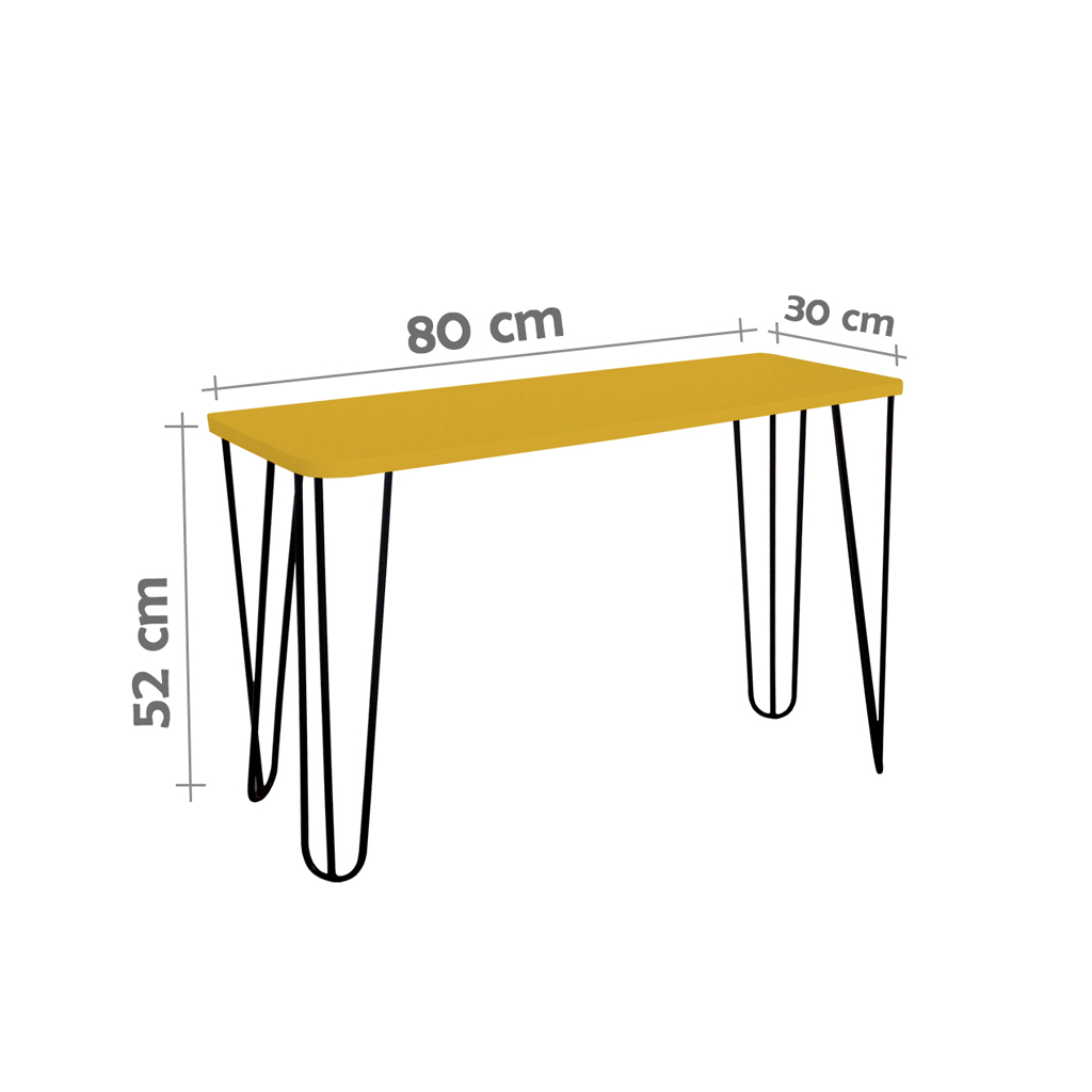 Banco Namoradeira Tampo Pés Hairpin Legs Estilo Industrial Amarelo Laca