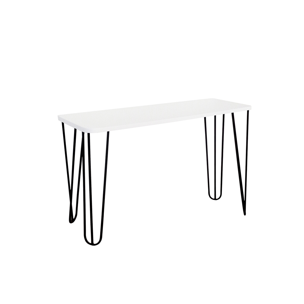 Banco Namoradeira Tampo Pés Hairpin Legs Estilo Industrial Branco Laca