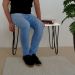 Banco Namoradeira Tampo Pés Hairpin Legs Estilo Industrial Branco Laca