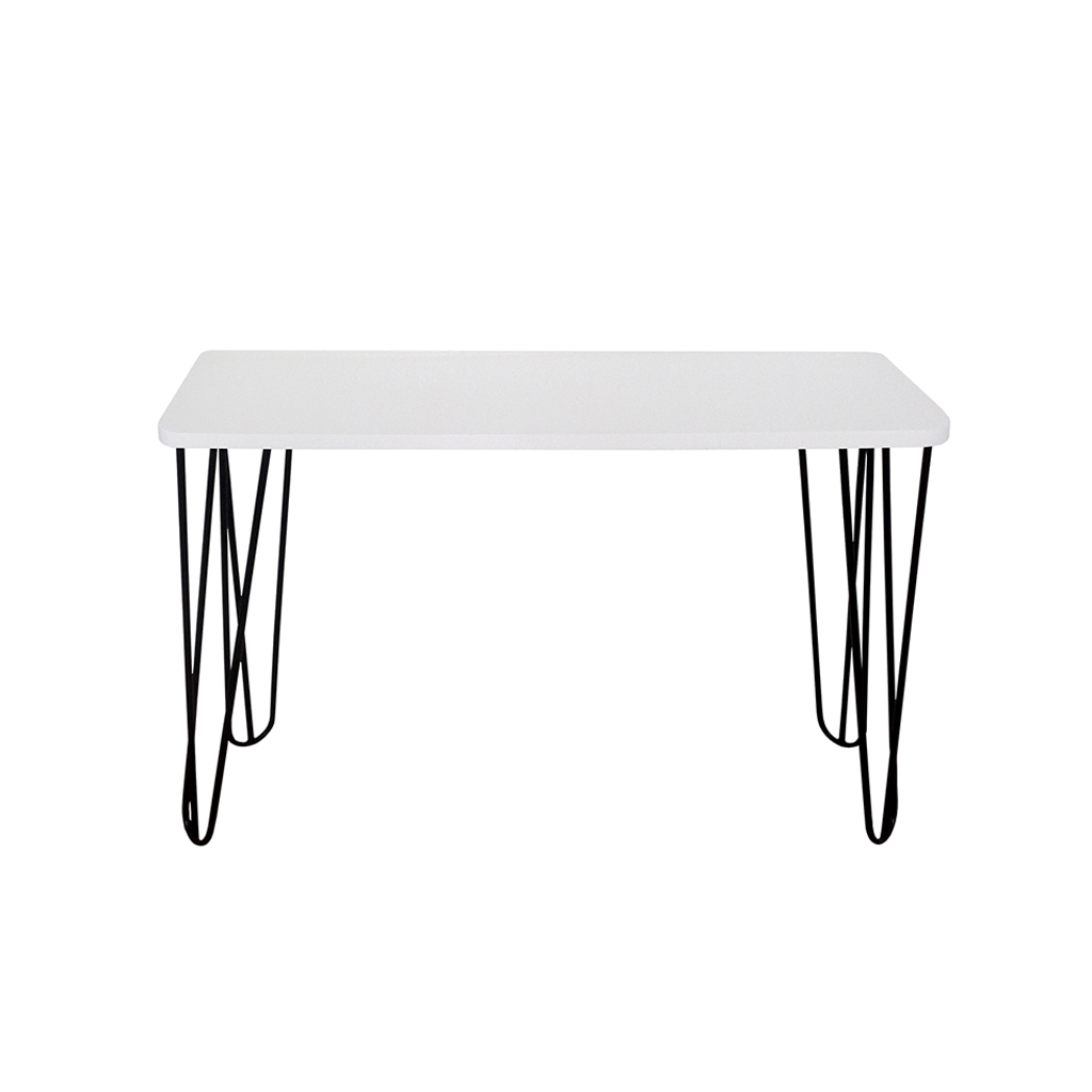 Banco Namoradeira Tampo Pés Hairpin Legs Estilo Industrial Branco Laca