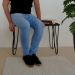 Banco Namoradeira Tampo Pés Hairpin Legs Estilo Industrial Preto Laca