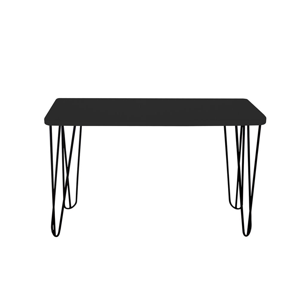 Banco Namoradeira Tampo Pés Hairpin Legs Estilo Industrial Preto Laca