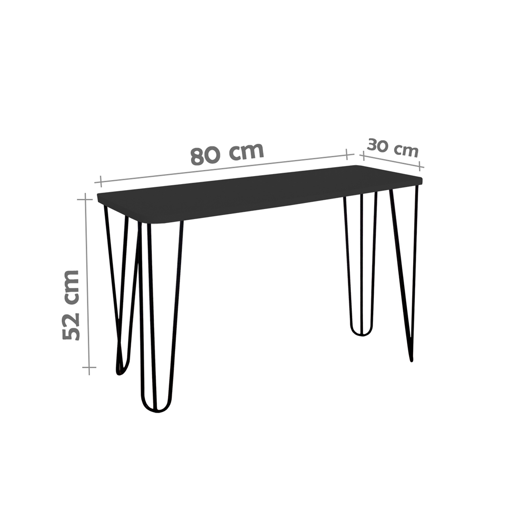 Banco Namoradeira Tampo Pés Hairpin Legs Estilo Industrial Preto Laca