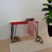 Banco Namoradeira Tampo Pés Hairpin Legs Estilo Industrial Vermelho Laca