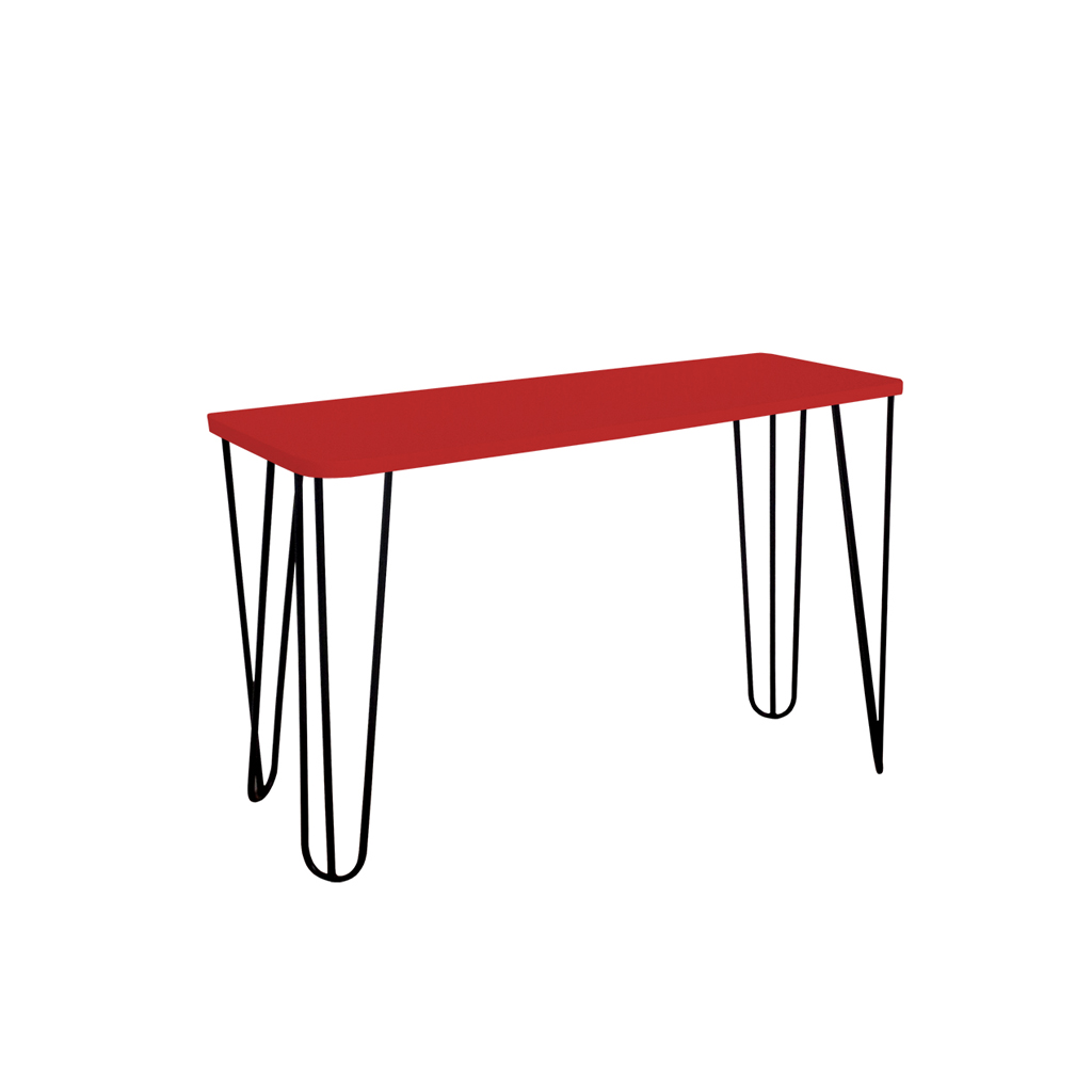 Banco Namoradeira Tampo Pés Hairpin Legs Estilo Industrial Vermelho Laca