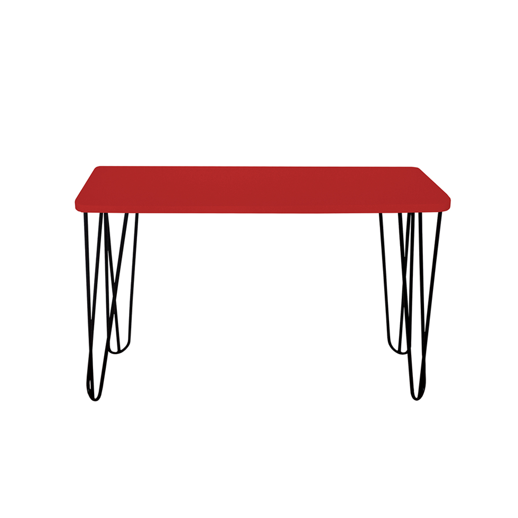 Banco Namoradeira Tampo Pés Hairpin Legs Estilo Industrial Vermelho Laca