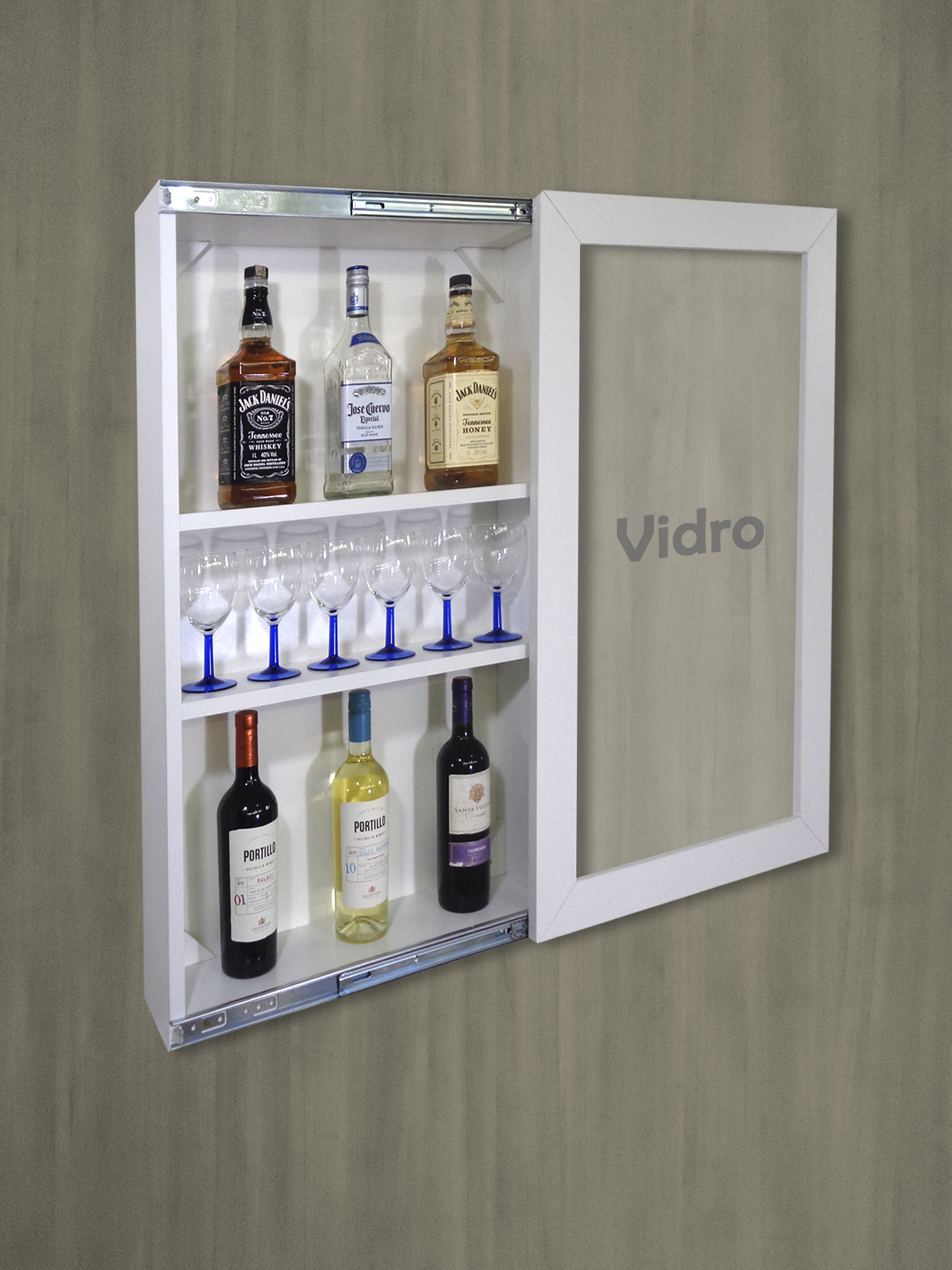 Bar Adega Peq Cristaleira Suspenso de Parede para Sala Estar ou Jantar Branco