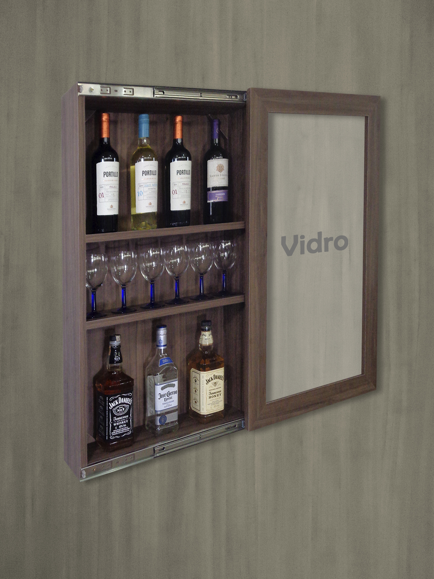 Bar Adega Peq Cristaleira Suspenso de Parede para Sala Estar ou Jantar Cor Versati