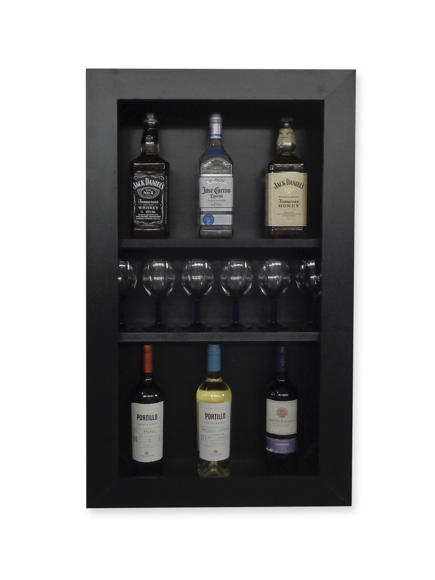 Bar Adega Peq Cristaleira Suspenso de Parede para Sala Estar ou Jantar Preto