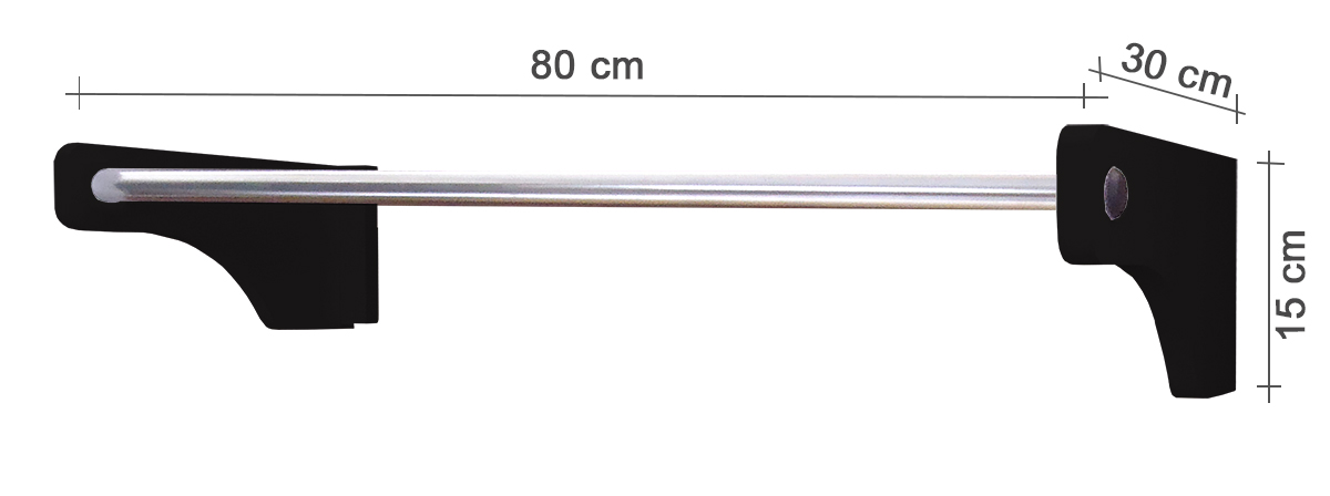 Cabideiro De Parede 80 cm Arara Camiseiro Calceiro Preto Laca