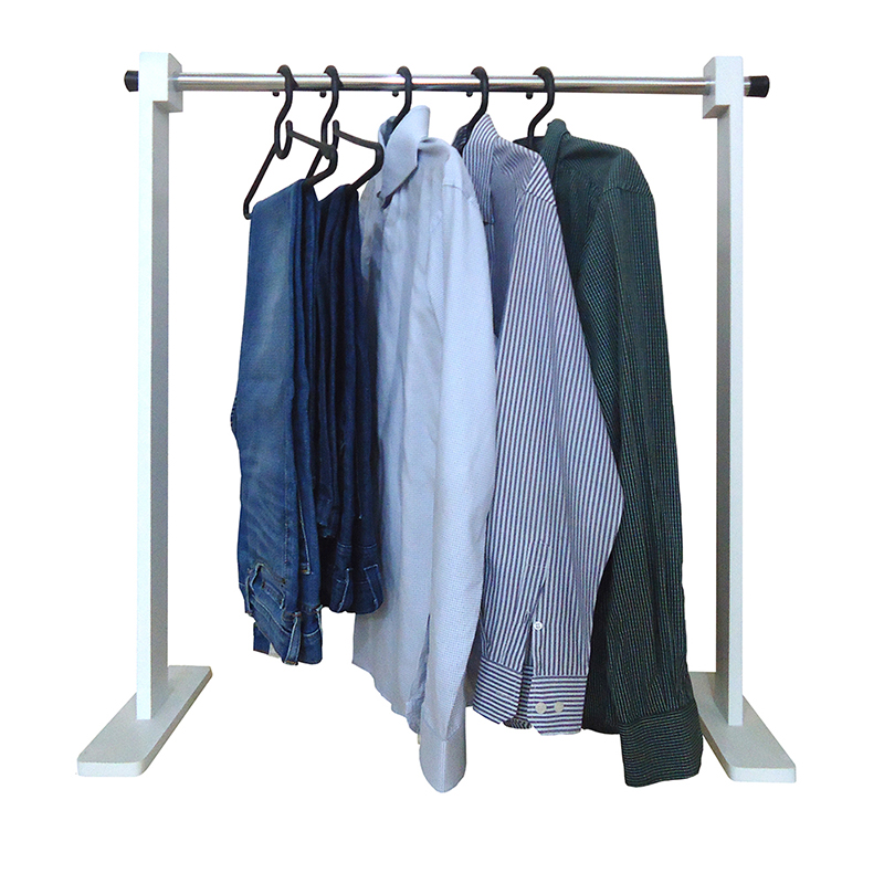 Cabideiro Simples De Piso Chão Arara Camiseiro Desmontável Branco Laca