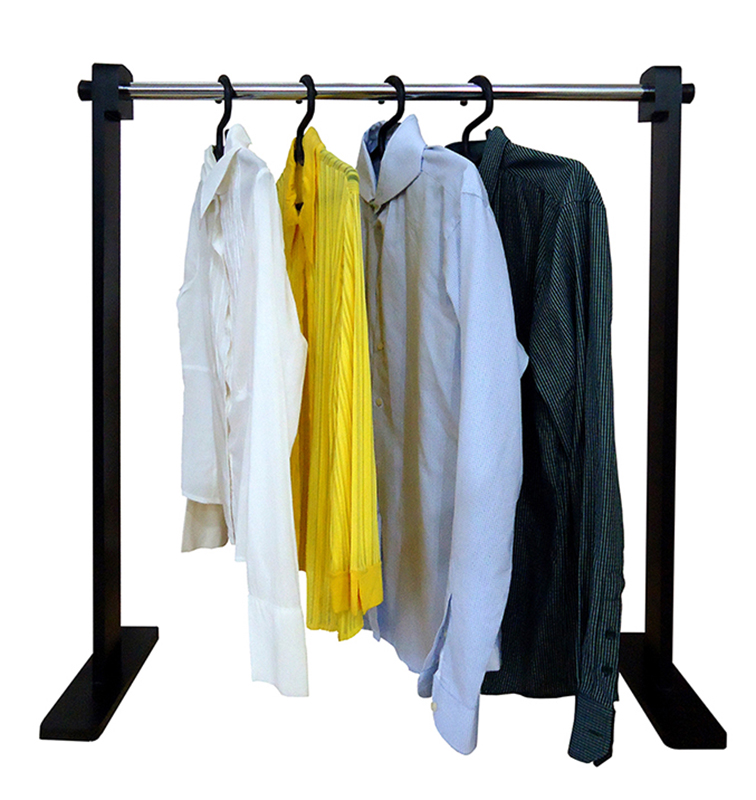 Cabideiro Simples De Piso Chão Arara Camiseiro Desmontável Preto Laca