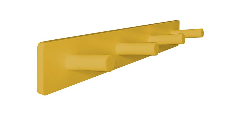 Cabideiro de Parede Porta Bolsas Mochilas Tolhas Pinos Amarelo Laca