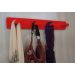 Cabideiro de Parede Porta Bolsas Mochilas Tolhas Pinos Vermelho Laca